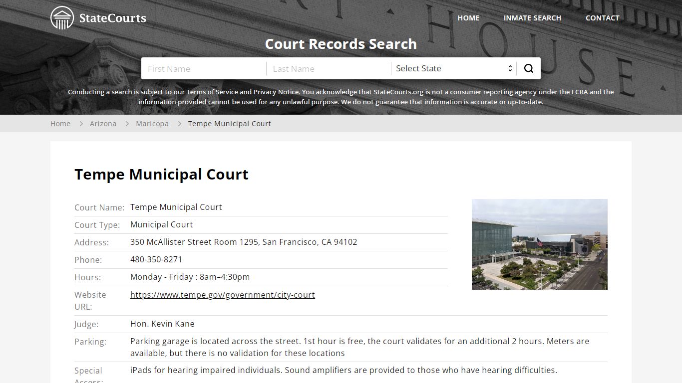 Tempe Municipal Court, Maricopa County, AZ - StateCourts