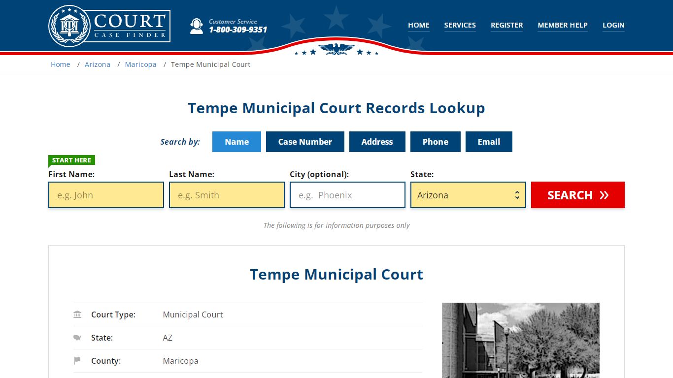 Tempe Municipal Court Records Lookup - CourtCaseFinder.com